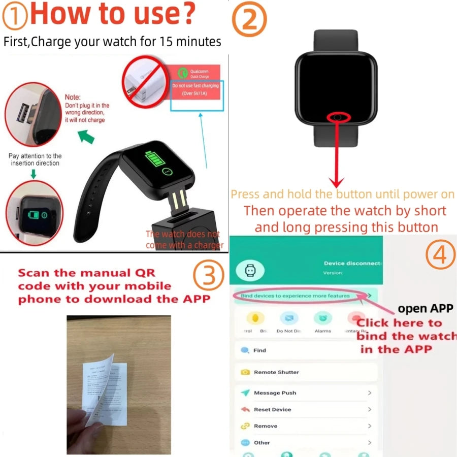 Sports Smartwatch Women Bracelet Men Smart Watch connected Music