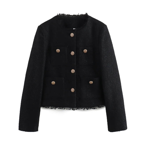 Chic Female Tweed Basic Jacket Coat Women Clothing Woolen Outerwear