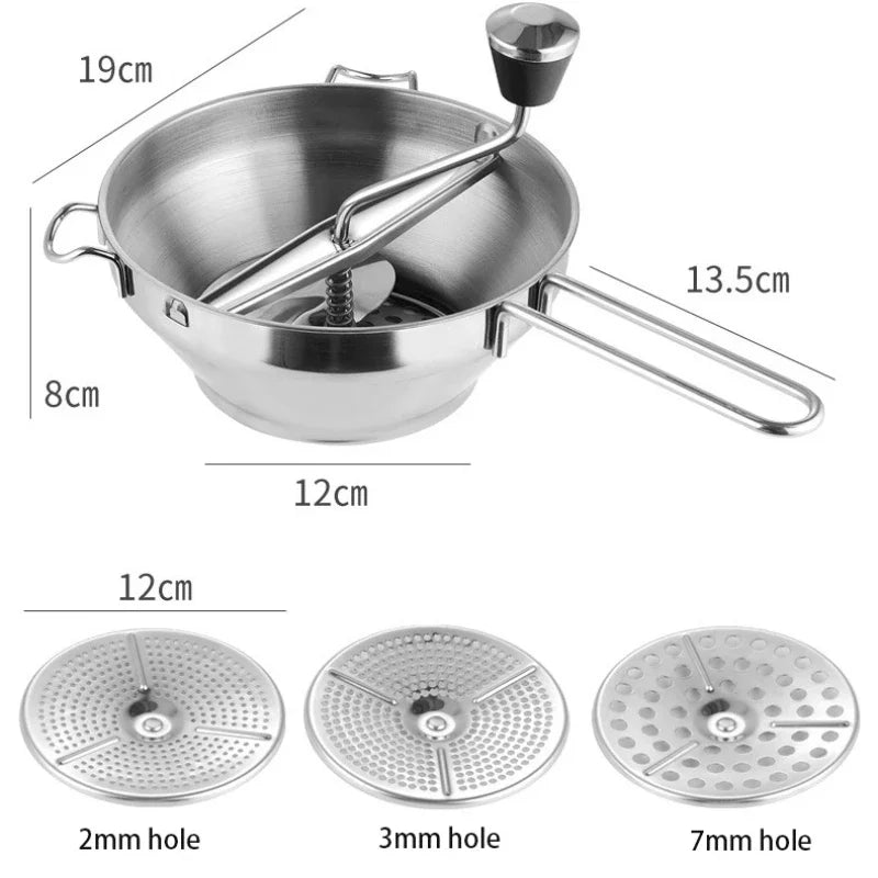 Stainless Steel Food Mill  Professional Manual Jam Masher Vegetable