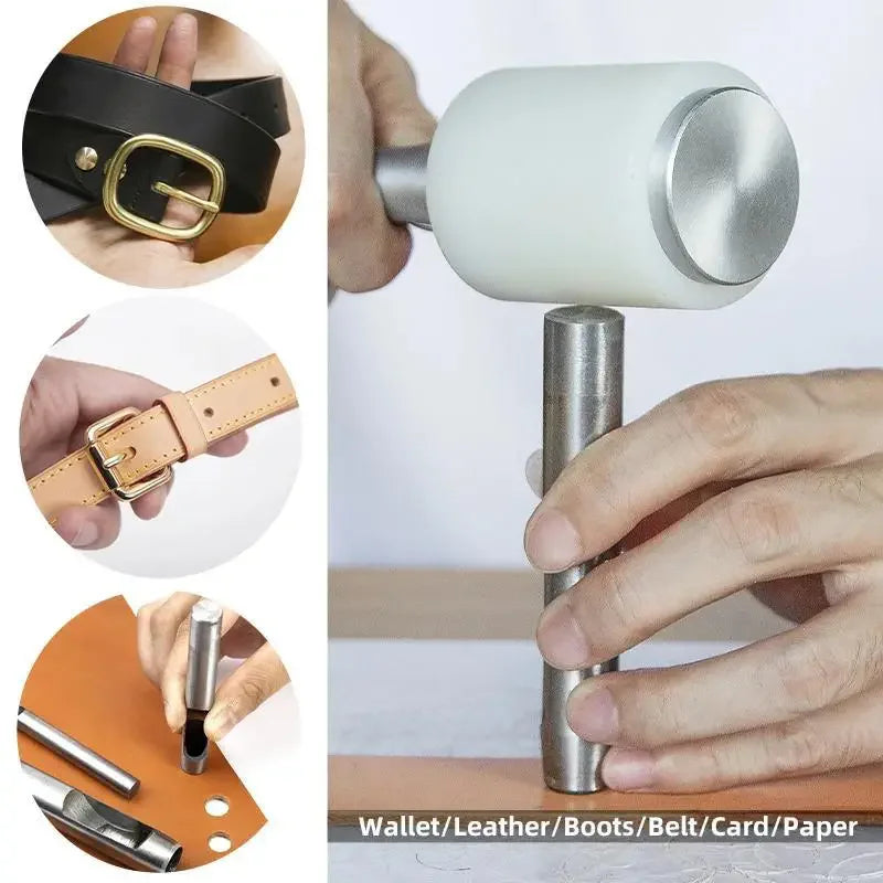 6pcs Leather Hole Punching Tools Steel Hollow Round Hole Puncher -