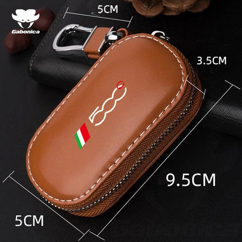 New Leather Car Key Case Folding Remote Control Zipper Keychain For