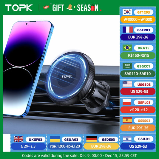 TOPK MagSafe Car Phone Holder,Magnetic Car Phone Mount,Air Vent Cell