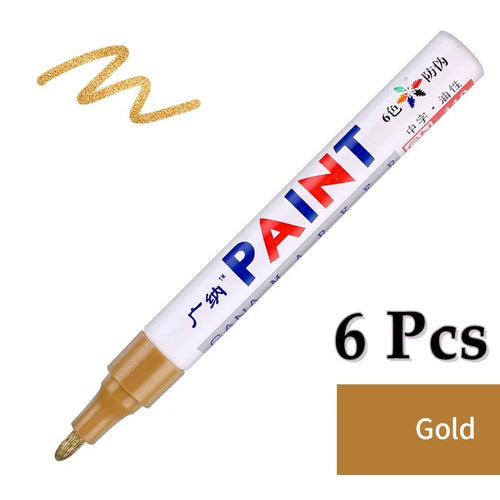 6 Pcs Colorful Permanent Paint Marker Waterproof White Markers tire