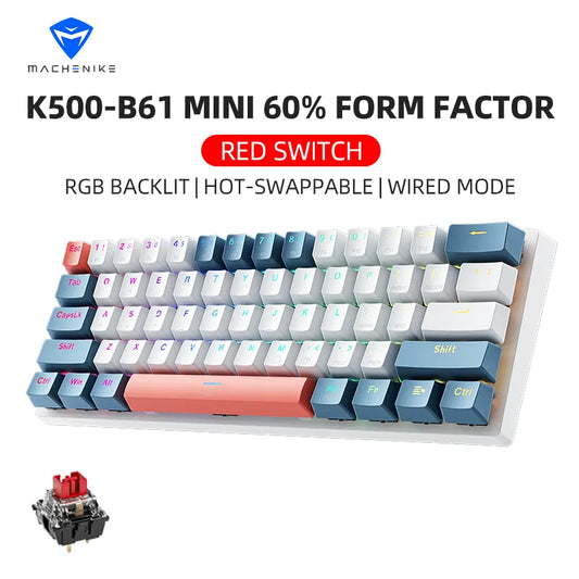 Machenike K500-B61 Mini Mechanical Keybaord 60% Form Factor 61Keys