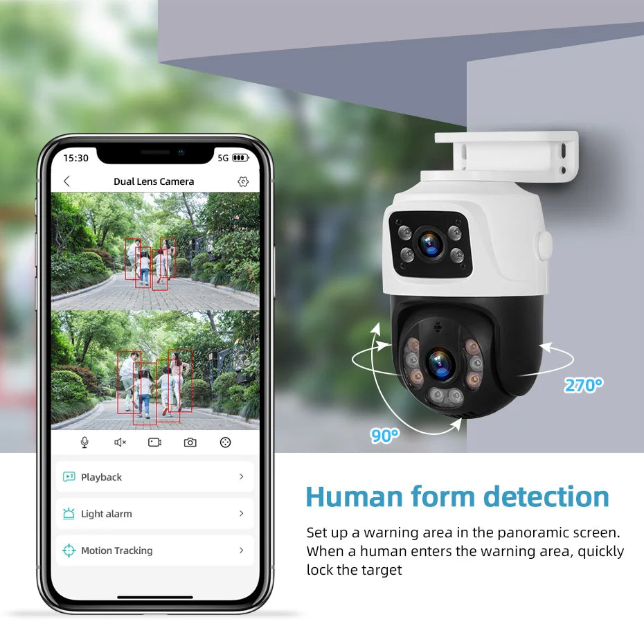 KERUI Outdoor Dual Lens PTZ 6MP POE IP Camera Home Security Camera