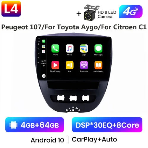 Android 10 2 Din Car Multimedia Player For Peugeot 107 Toyota Aygo