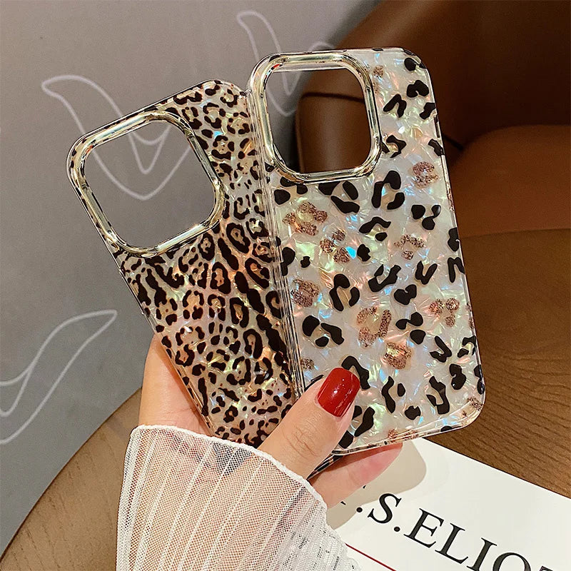 Luxury leopard print glitter Phone case for iphone 11 12 13 13pro 14