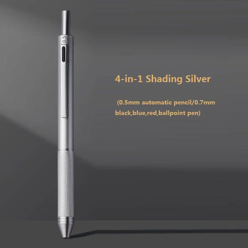 4 In 1 Multifunction Luxury Pen, 0.7mm 3 Color Ballpoint 0.5mm