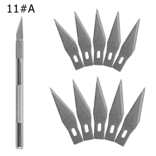 Engraving Non-Slip Metal Knife Kit + 40/10pcs #11 Blades Cutter Craft