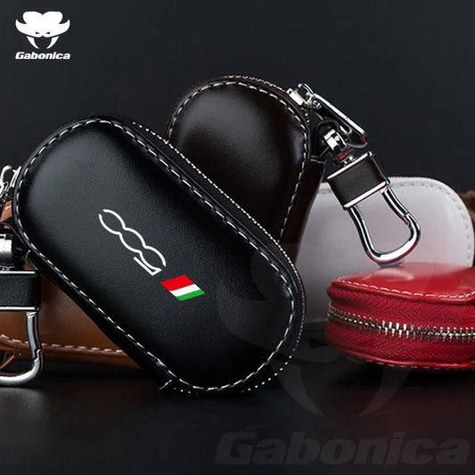 New Leather Car Key Case Folding Remote Control Zipper Keychain For