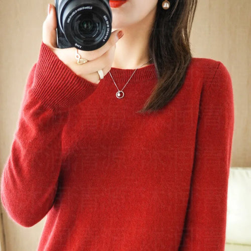 Autumn And Winter Cashmere Sweater Women's Crew Neck Pullover Casual
