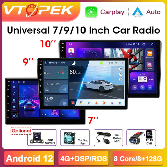 Vtopek 7 9 10 Inch Android 12 4G Car Radio For Toyota VW Kia Nissan