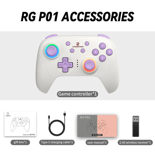 ANBERNIC RG P01 RGP01 Gamepad Wired Wireless Bluetooth RGB Hall Effect