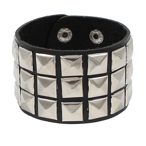 2022 PU Leather Studded Bracelet Punk Bracelet Adjustable Goth Cuff