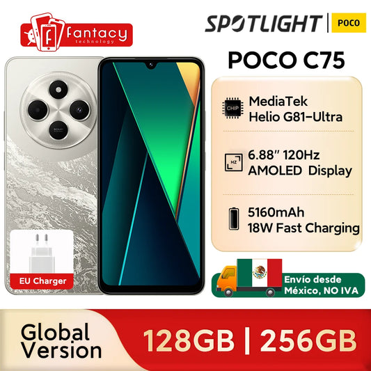 World Premiere Global Version POCO C75 6.88'' 120Hz Display Helio