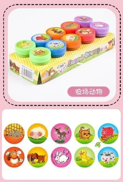 10pcs Assorted Stamps for Kids Self-ink Stamps Children Toy Stamps