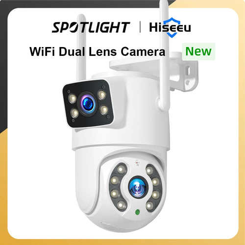 Hiseeu 8MP 4K PTZ Wifi IP Camera Dual Lens Security Protection Human