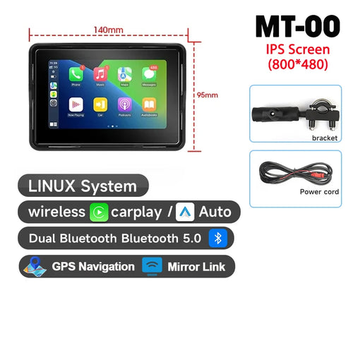 5/7 inch Carplay Motorcycle DVR GPS Navigation Wireless Carplay