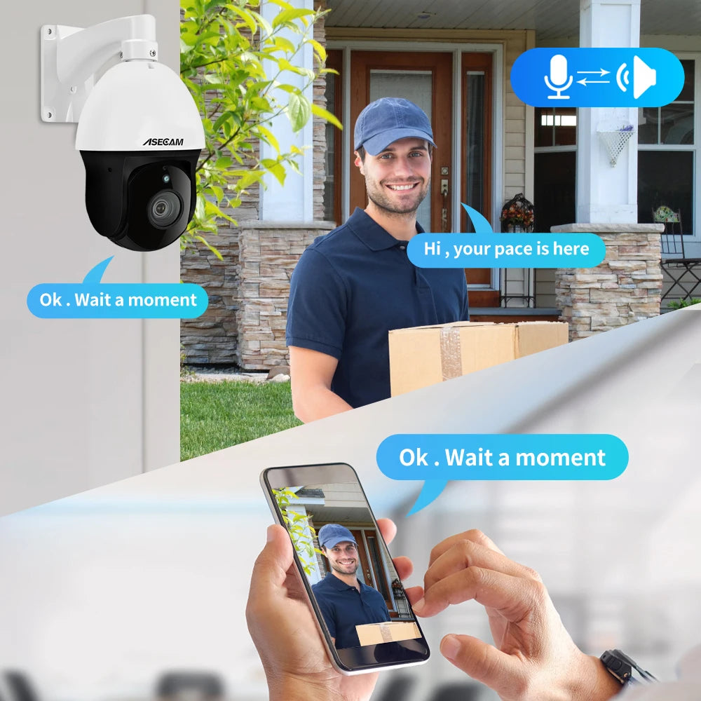 8MP 4K IP Camera Outdoor PTZ 30X Optical Zoom CCTV Onvif H.265 Dome