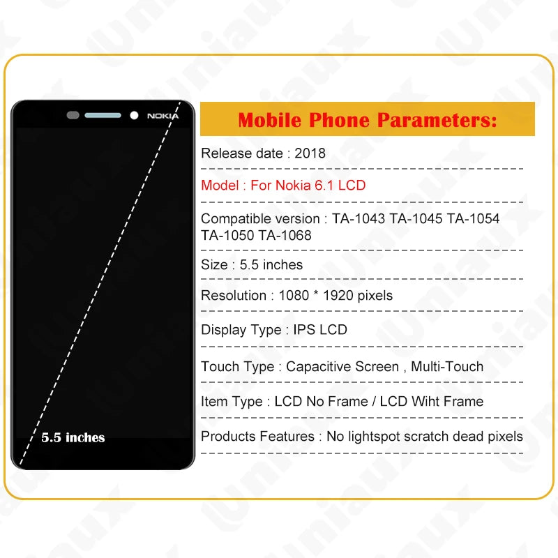 Original LCD For Nokia 6.1 N6.1 Lcd Display Touch Screen DIgitizer