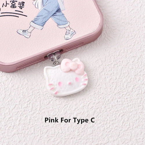 MINISO 3D Resin Hello Kitty Phone Dustproof Plug For iPhone Samsung