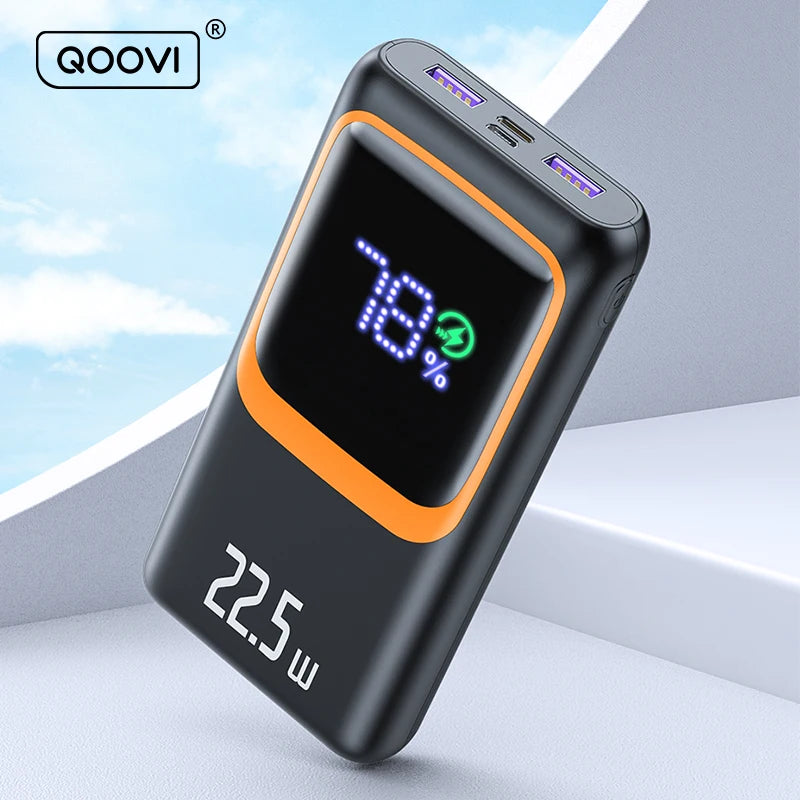 QOOVI 20000mAh Power Bank External Large Battery Capacity PD 22.5W