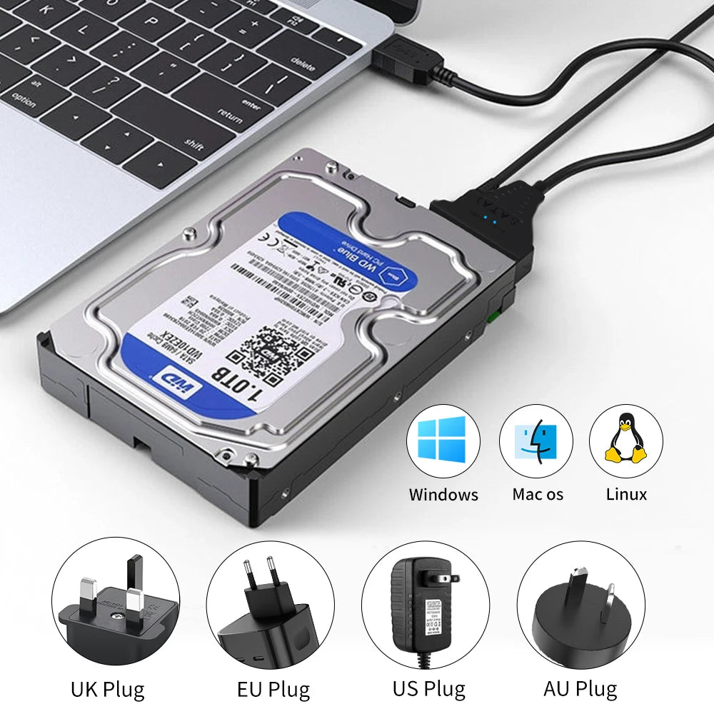 USB 3.0 to SATA/Type-C Adapter Sata Cable 2.5/3.5 Inch SSD HDD SATA