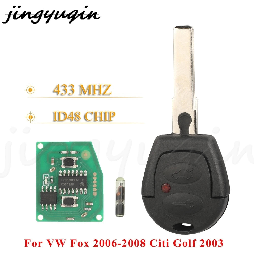 jingyuqin 2Buttons Remote Keyless Entry Car Key 433Mhz ID48 Chip For