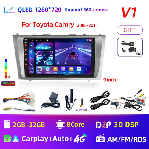 2din 9" 4G Carplay Android 12 Car Radio Multimedia Video Player For