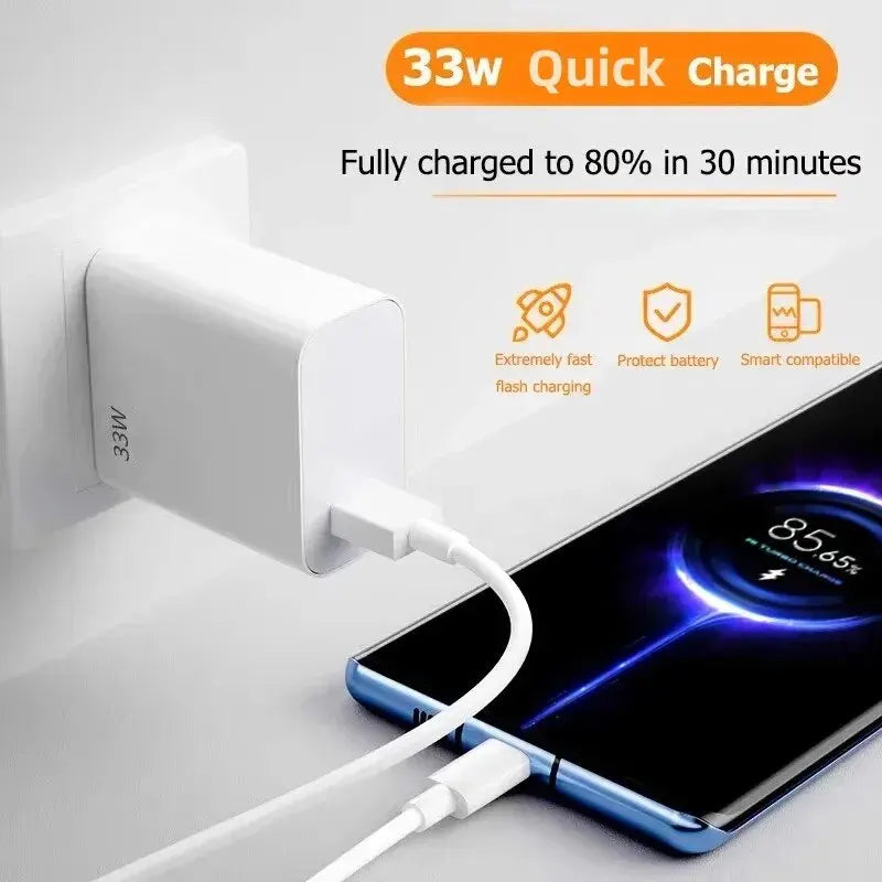 33W USB Charger And 6A Data Cable Quick Charge3.0 Mobile Phone Adapter