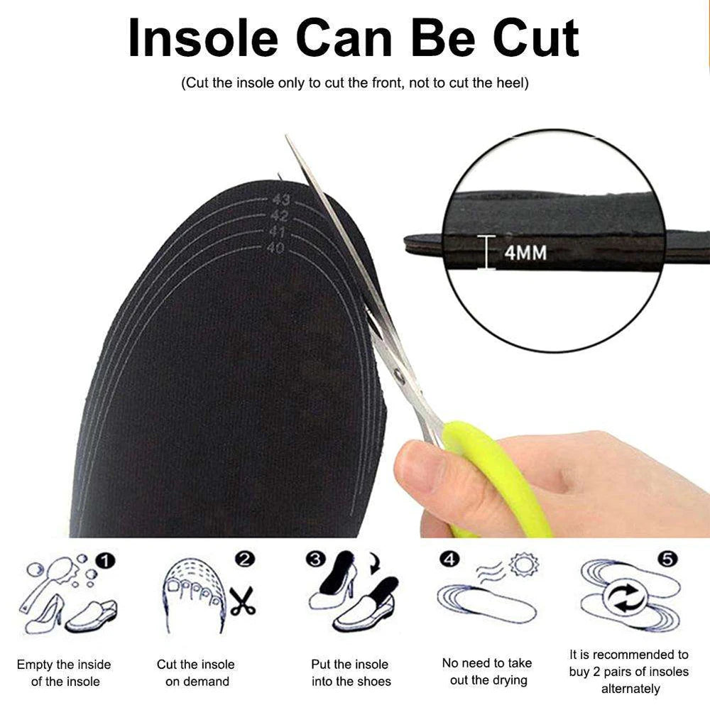 USB Rechargeable Heated Insoles Size 35-46 DIY Customizable Electric
