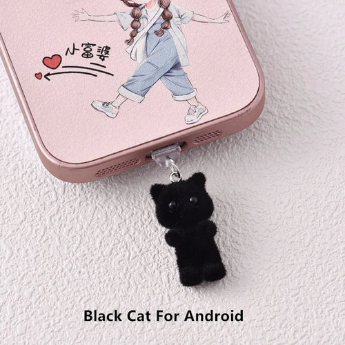 MINISO Resin Plush Cat Phone Dustproof Plug For iPhone Samsung Xiaomi