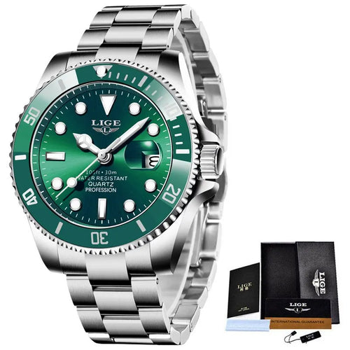 LIGE Top Brand Luxury Fashion Diver Watch Men 30ATM Waterproof Date