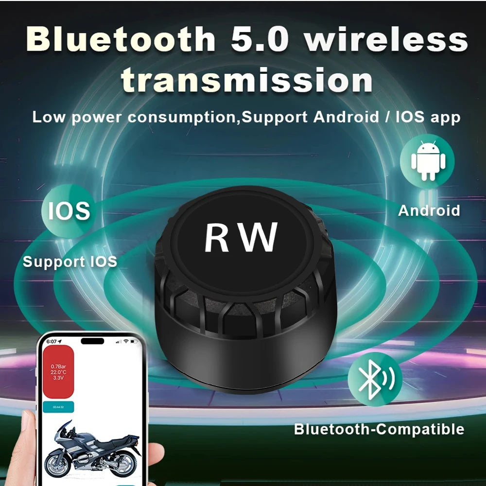 Motorcycle TPMS Bluetooth5.0 Wireless Tire Pressure Monitoring System