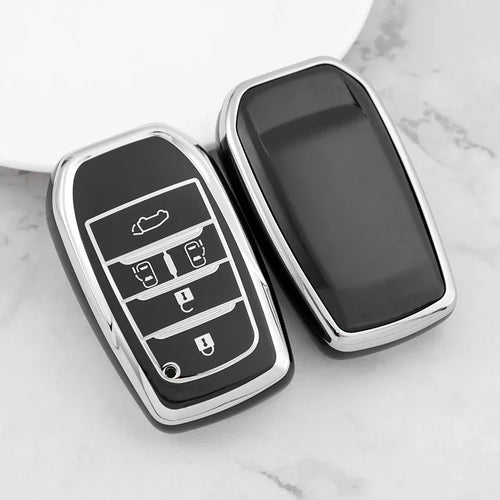 Silver Tpu Car Key Case Cover Shell for Toyota Fortuner Rav4