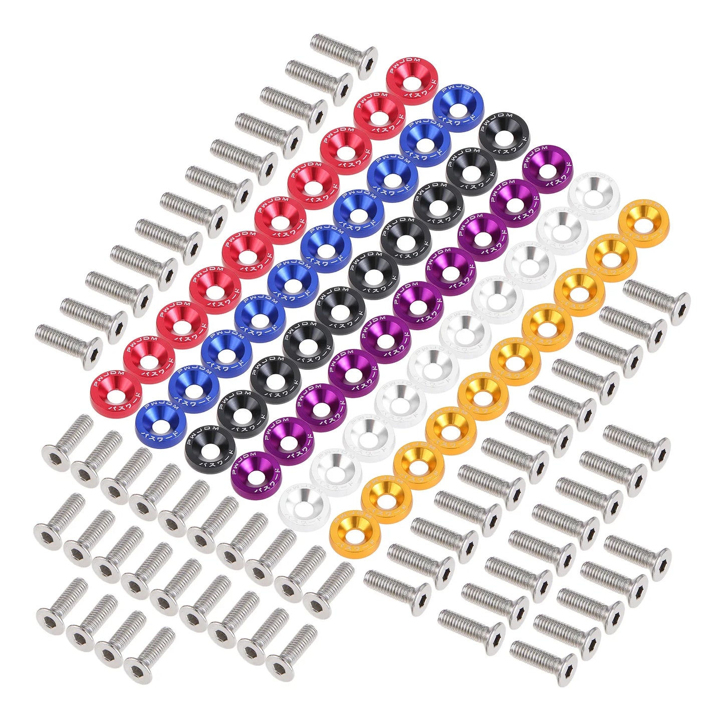 M6 Anodized Aluminum Fender Screw Washers Bolts for Automobile Fender