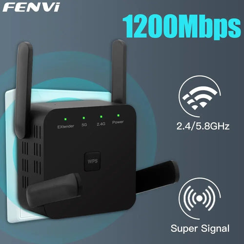 FENVI 5Ghz AC1200 WiFi Repeater 1200Mbps Router Black WiFi Extender