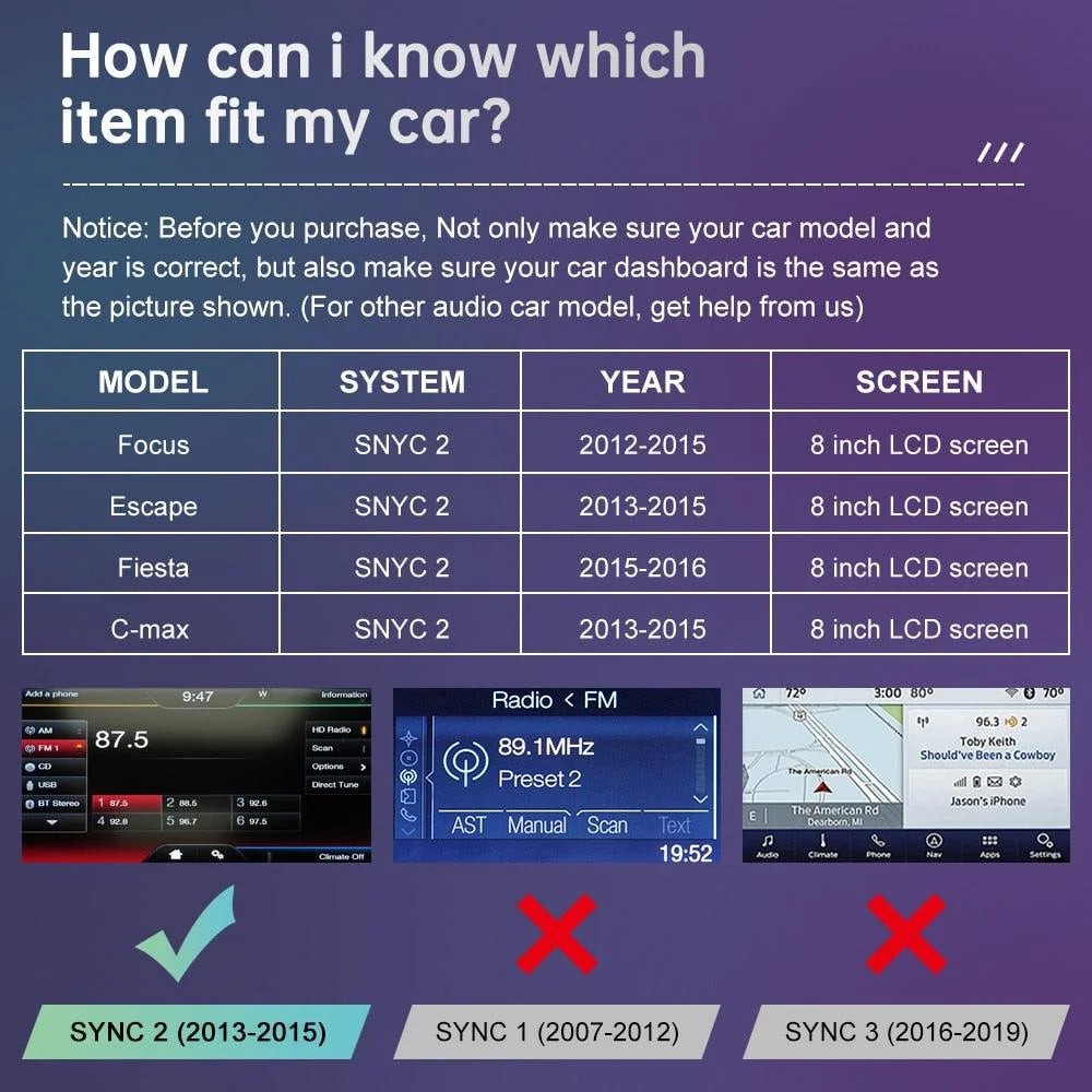 CARABC Wireless Carplay Android Auto for Ford Sync2 System Explorer