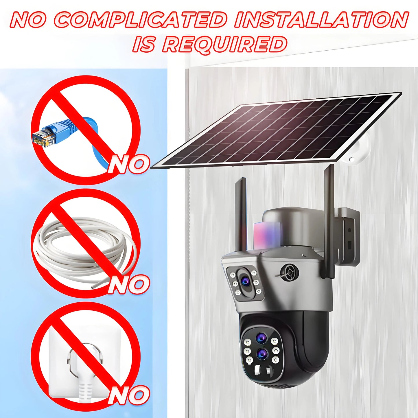 10x Zoom 4G SIM Solar Camera Outdoor 6K 12MP Three Lens HD Night