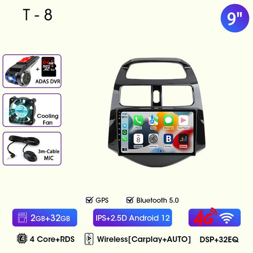 JMCQ 9" Car Stereo Radio For Chevrolet Spark Beat Matiz Creative 2010