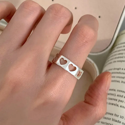 INS Minimalist Silver Color Irregular Wrinkled Surface Finger Rings