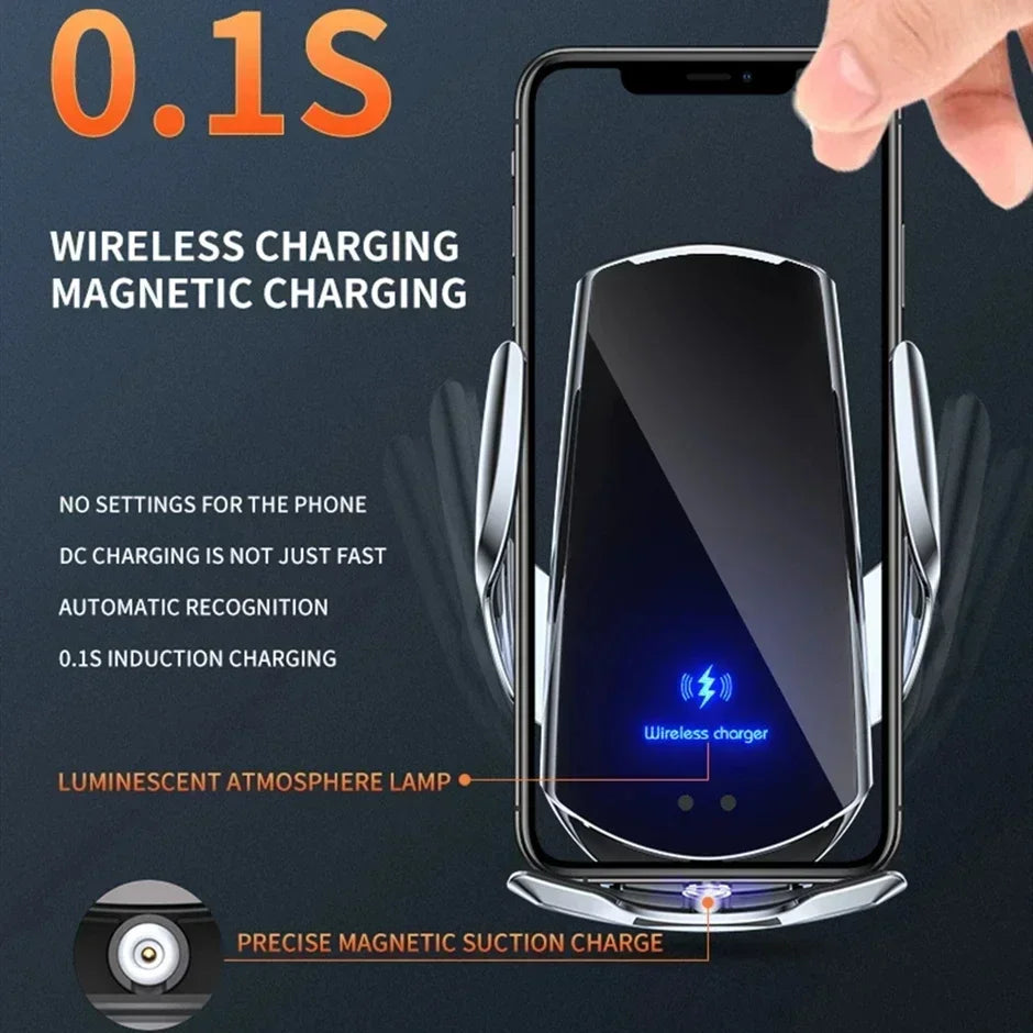 VIKEFON 15W Car Magnetic Wireless Charger Automatic Car Mount Phone