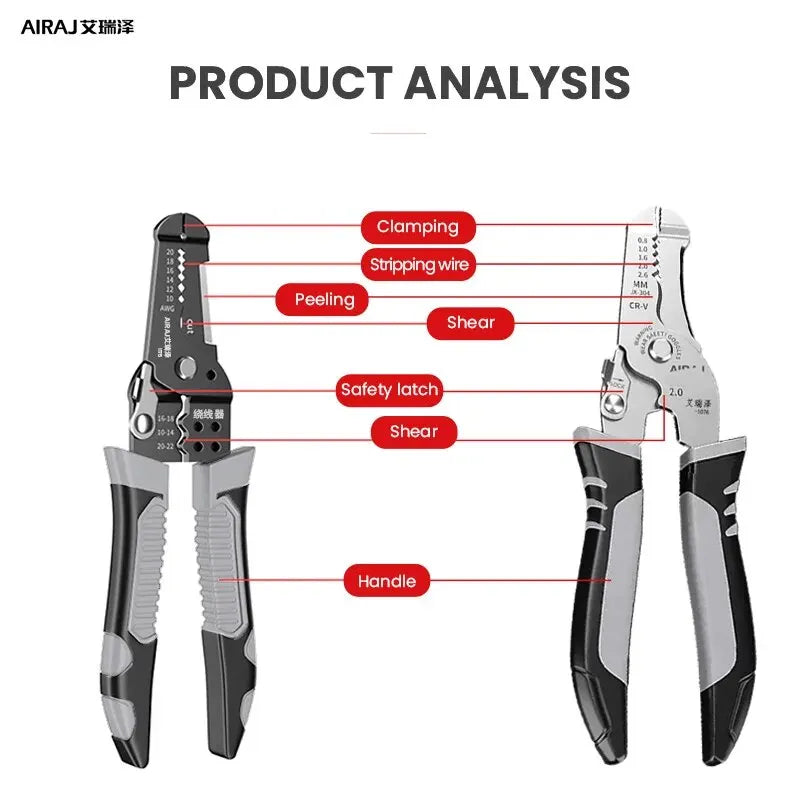 AIRAJ Wire Stripper Tools Multitool Plier Crimper Cable Cutter