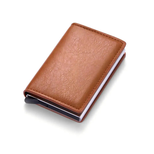 PU Leather Fiber Card Holder Wallet, RFID, Anti-Theft Brush, Pop-up,