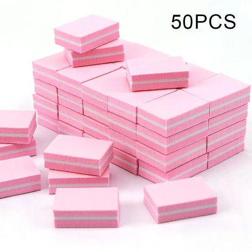 50pcs Double Sided Mini Nail File Block Sanding And Polishing Nail