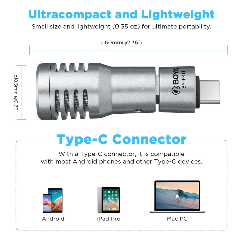 BOYA BY-P4U Omnidirectional Condenser Plug and Play Microphone Type-C