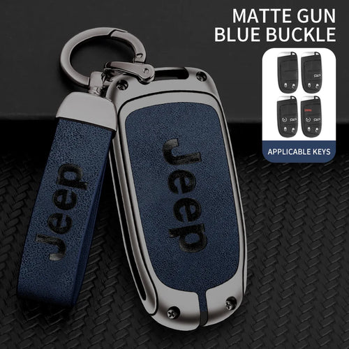 Zinc Alloy Leather Car Logo Key Cover Case For Jeep Grand Cherokee XJ