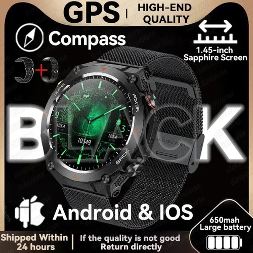 New GPS Smartwatch 1.45'' AMOLED Display 100 Sports Modes Voice
