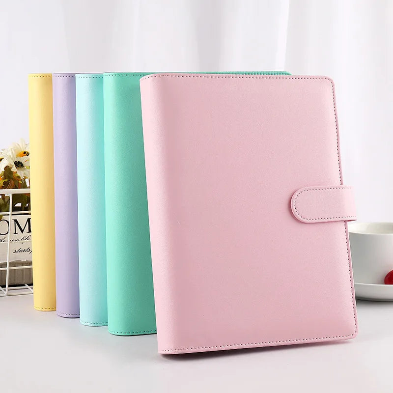 Macaroon Color A6/A5 PU Leather DIY Binder Notebook Cover Diary Agenda