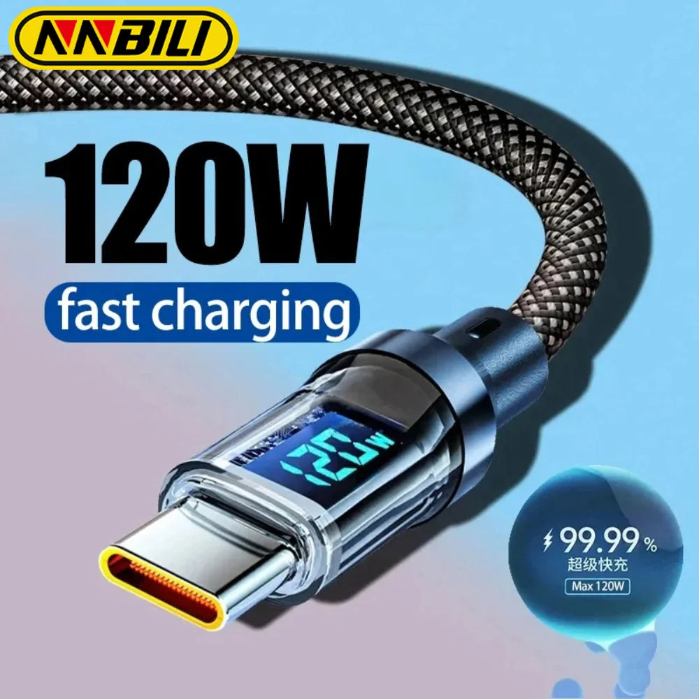 NNBILI New 120W LED Digital Display Quick Charge USB Type C Cable For